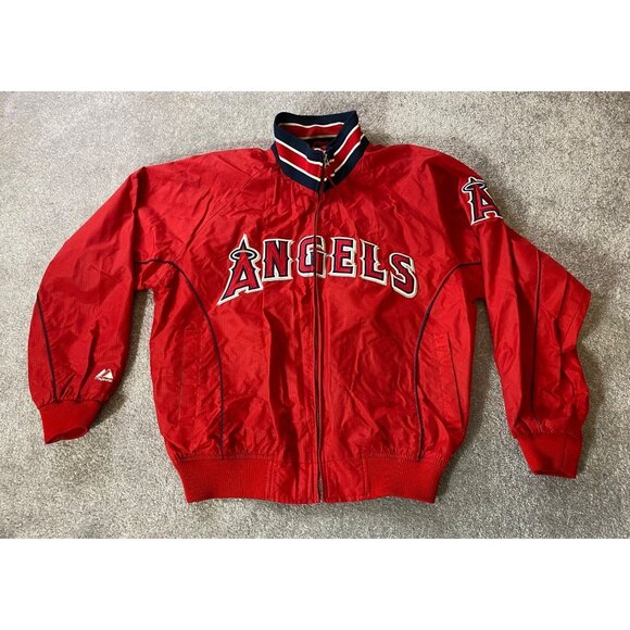 Majestic Anaheim Los Angeles Angels Jacket Majestic Red Fleece Mens Large